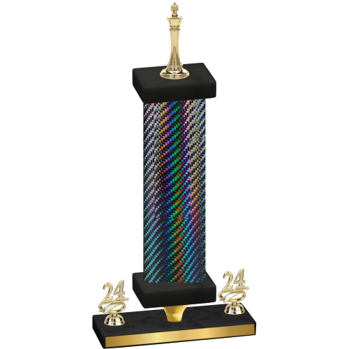 Premium Single Black Carbon Fiber Year Chess Trophy