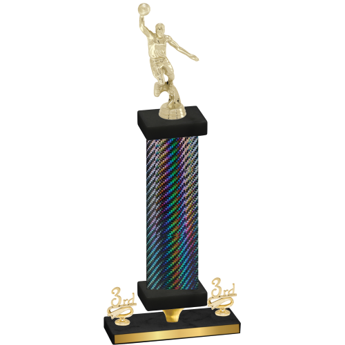 Premium Single Black Carbon Fiber Third Place Basketball Trophy