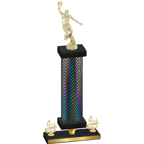 Premium Single Black Carbon Fiber Fourth Place Basketball Trophy
