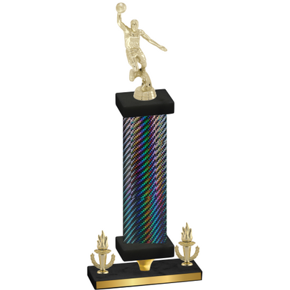 Premium Single Black Carbon Fiber Victory Basketball Trophy