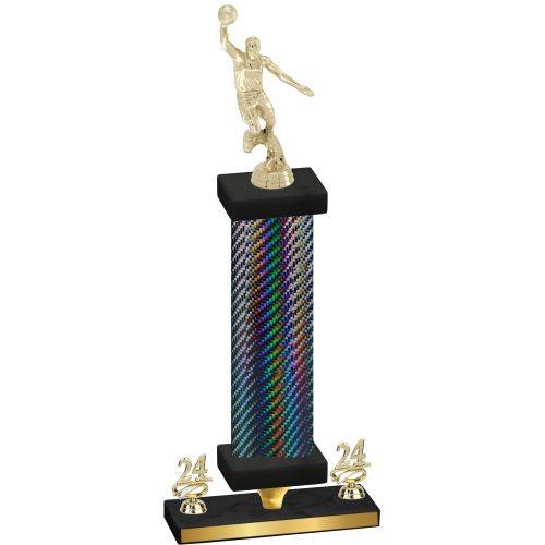 Premium Single Black Carbon Fiber Year Basketball Trophy