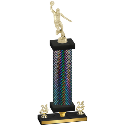 Premium Single Black Carbon Fiber Year Basketball Trophy