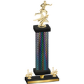 Premium Single Black Carbon Fiber First Place Flag Football Trophy