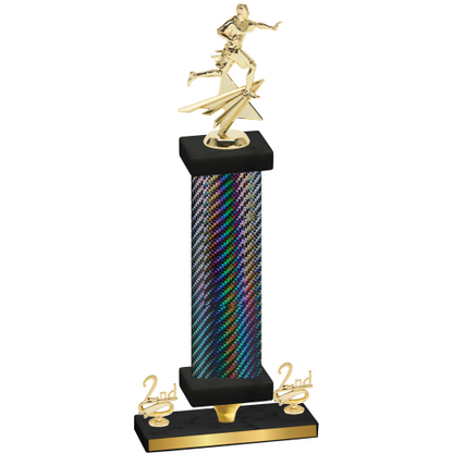 Premium Single Black Carbon Fiber Second Place Flag Football Trophy