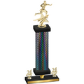 Premium Single Black Carbon Fiber Year Flag Football Trophy