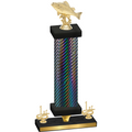 Premium Single Black Carbon Fiber First Place Fishing Trophy