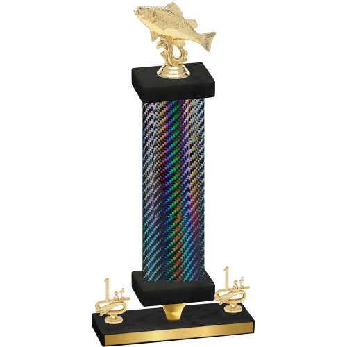 Premium Single Black Carbon Fiber First Place Fishing Trophy