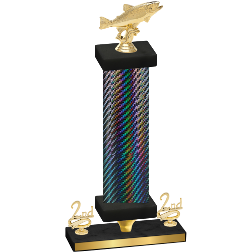 Premium Single Black Carbon Fiber Second Place Fishing Trophy