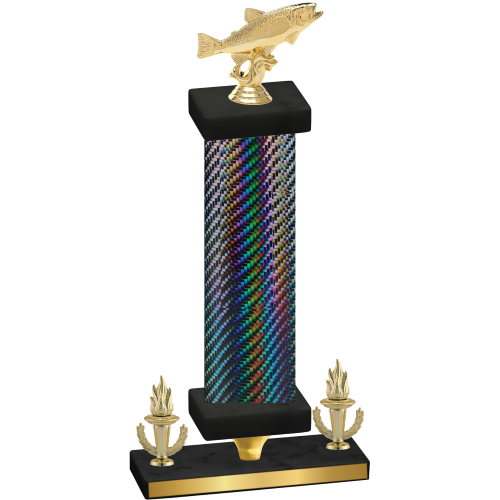 Premium Single Black Carbon Fiber Victory Fishing Trophy