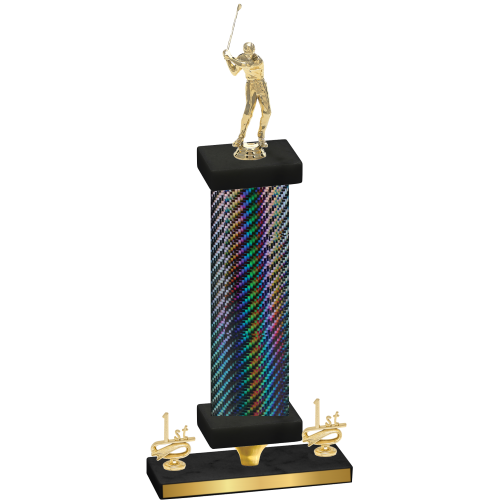 Premium Single Black Carbon Fiber First Place Golf Trophy