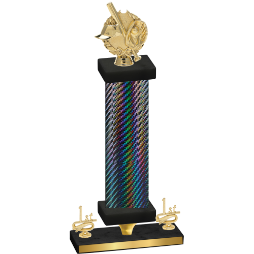 Premium Single Black Carbon Fiber First Place Baseball Trophy