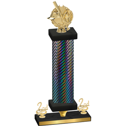 Premium Single Black Carbon Fiber Second Place Baseball Trophy