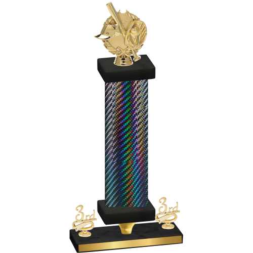 Premium Single Black Carbon Fiber Third Place Baseball Trophy