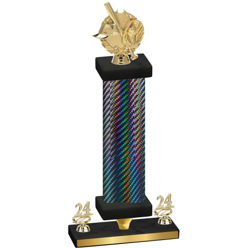 Premium Single Black Carbon Fiber Year Baseball Trophy