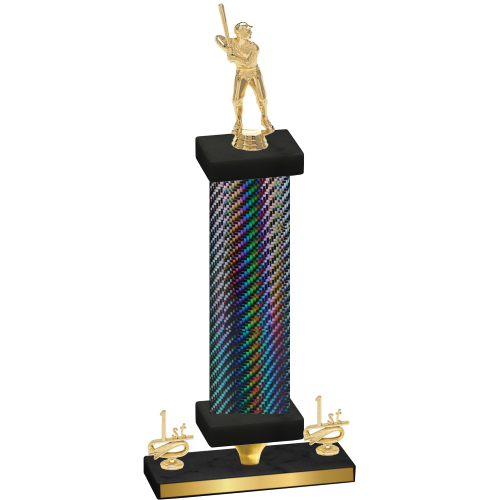 Premium Single Black Carbon Fiber First Place Baseball Trophy