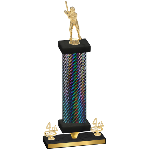 Premium Single Black Carbon Fiber Fourth Place Baseball Trophy