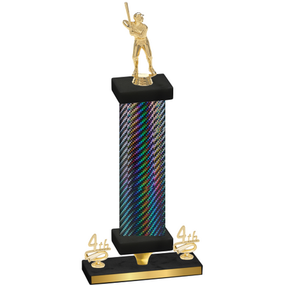 Premium Single Black Carbon Fiber Fourth Place Baseball Trophy