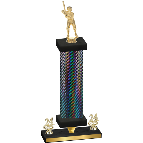 Premium Single Black Carbon Fiber Year Baseball Trophy