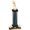 Premium Single Black Carbon Fiber Second Place Softball Trophy