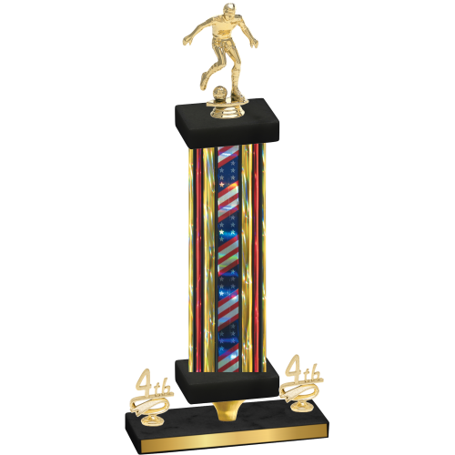 Premium Single Flag USA Fourth Place Soccer Trophy