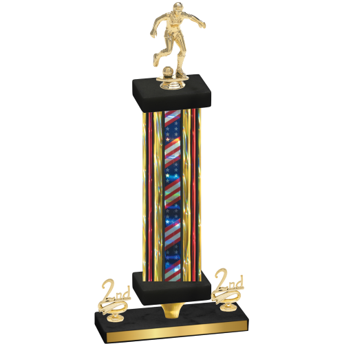 Premium Single Flag USA Second Place Soccer Trophy