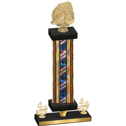 Premium Single Flag USA Fourth Place Soccer Trophy
