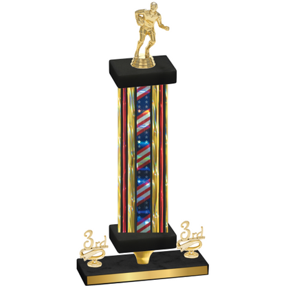 Premium Single Flag USA Third Place Rugby Trophy