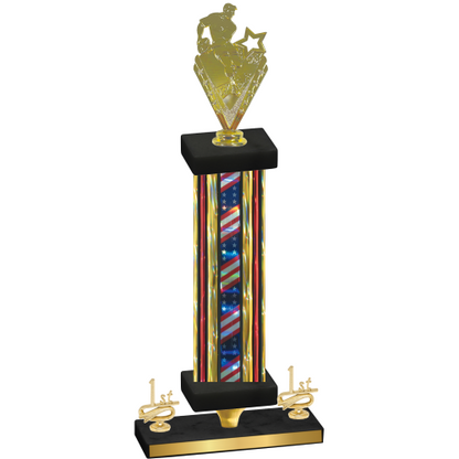 Premium Single Flag USA First Place Rugby Trophy