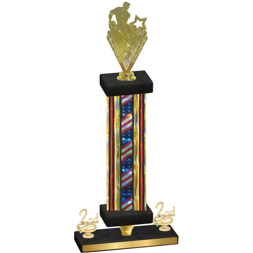 Premium Single Flag USA Second Place Rugby Trophy