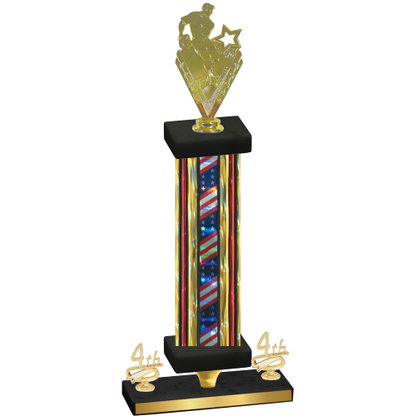 Premium Single Flag USA Fourth Place Rugby Trophy