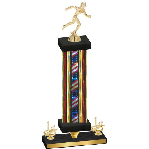Premium Single Flag USA First Place Running Trophy