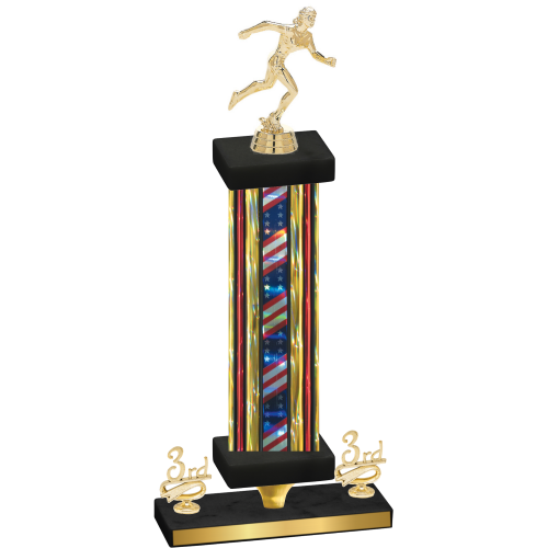 Premium Single Flag USA Third Place Running Trophy