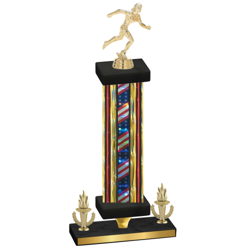 Premium Single Flag USA Victory Running Trophy
