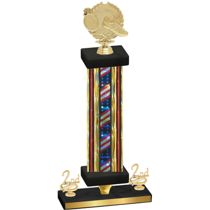 Premium Single Flag USA Second Place Running Trophy