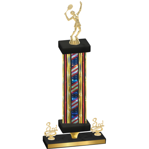 Premium Single Flag USA Third Place Tennis Trophy
