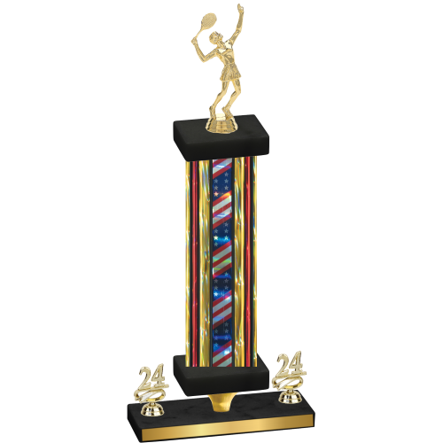 Premium Single Flag USA Year Tennis Trophy
