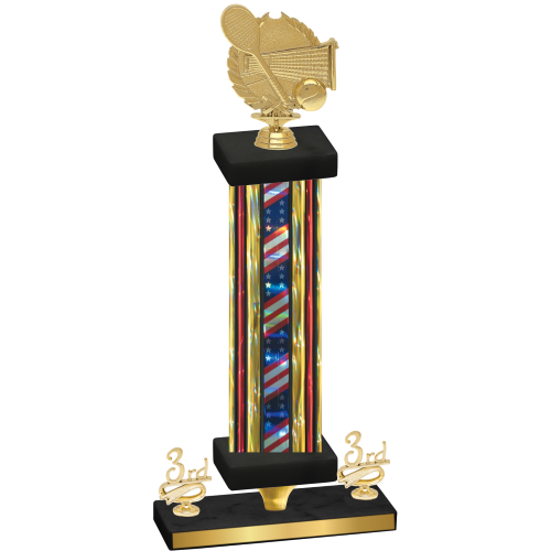 Premium Single Flag USA Third Place Tennis Trophy