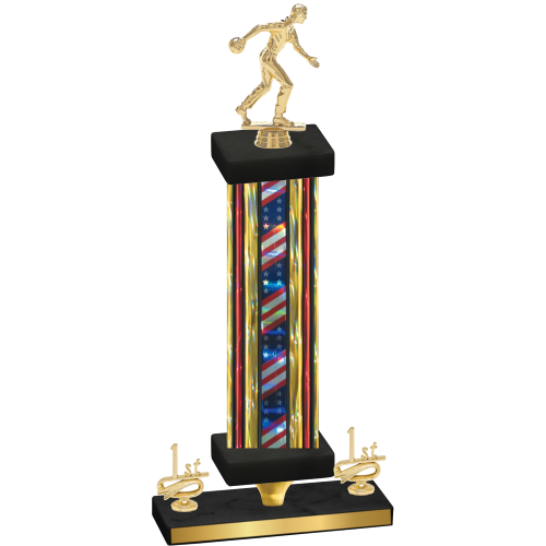 Premium Single Flag USA First Place Bowling Trophy