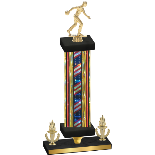 Premium Single Flag USA Victory Bowling Trophy