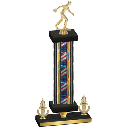 Premium Single Flag USA Victory Bowling Trophy