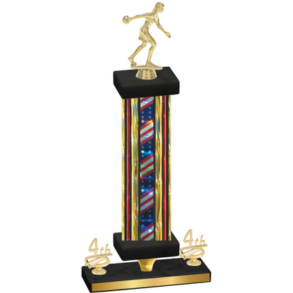 Premium Single Flag USA Fourth Place Bowling Trophy