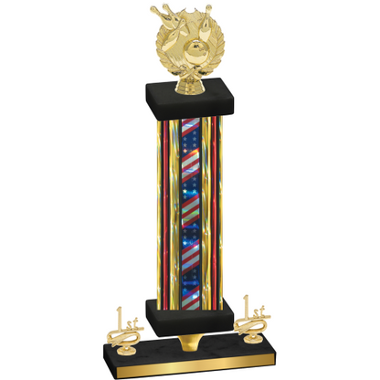 Premium Single Flag USA First Place Bowling Trophy