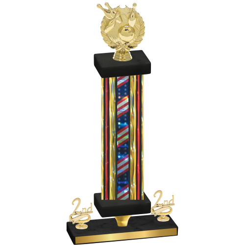 Premium Single Flag USA Second Place Bowling Trophy