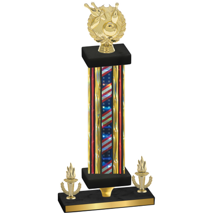Premium Single Flag USA Victory Bowling Trophy