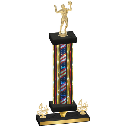 Premium Single Flag USA Fourth Place Volleyball Trophy