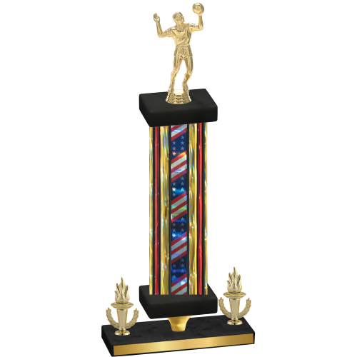 Premium Single Flag USA Victory Volleyball Trophy