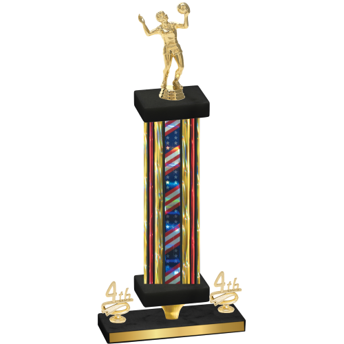 Premium Single Flag USA Fourth Place Volleyball Trophy