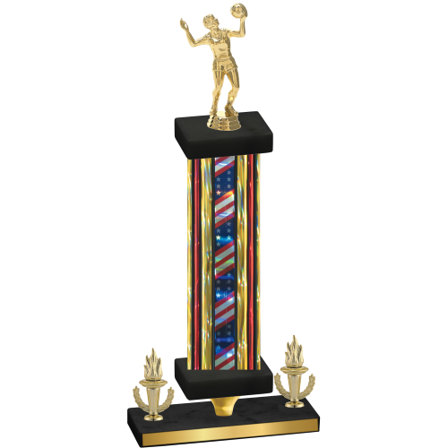Premium Single Flag USA Victory Volleyball Trophy