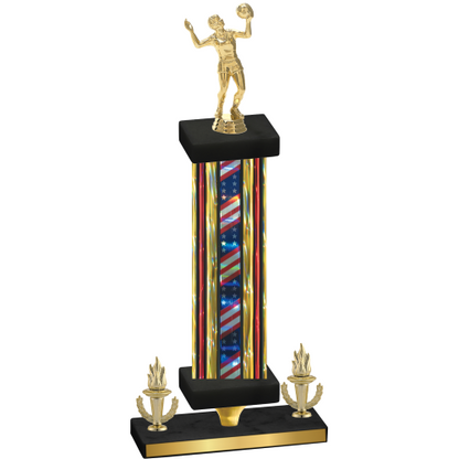 Premium Single Flag USA Victory Volleyball Trophy