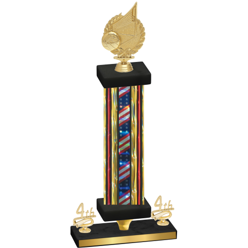 Premium Single Flag USA Fourth Place Volleyball Trophy